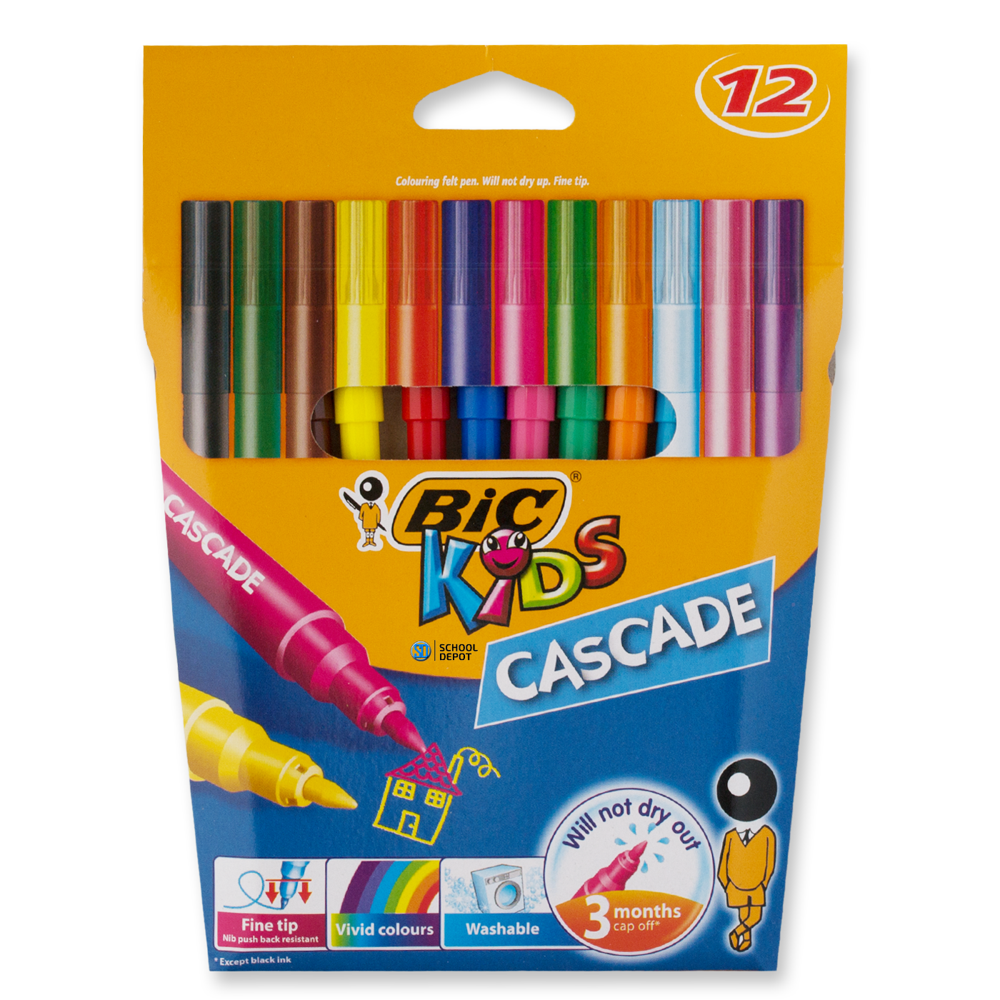 BiC Kids Cascade Felt Pens 12 Shades