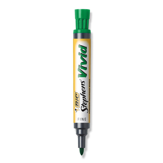 BIC Stephens Vivid Permanent Marker Fine Green Bullet Tip - School Depot NZ