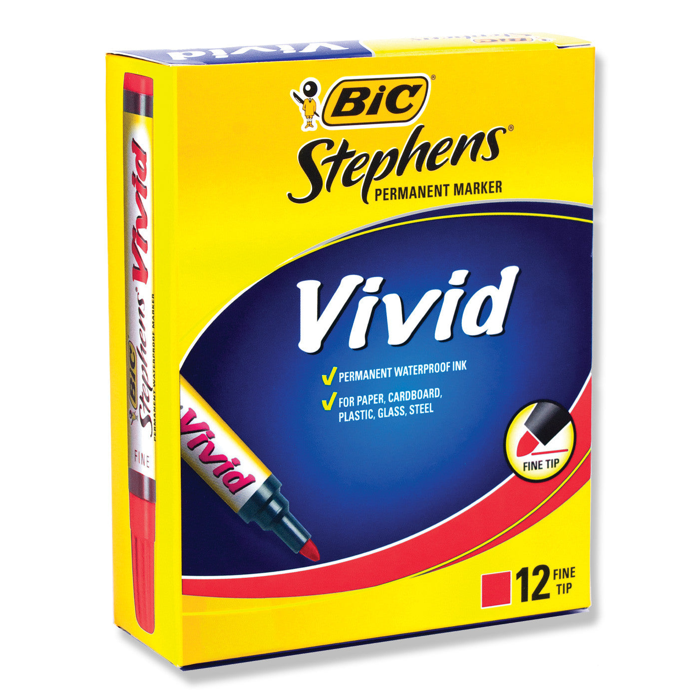 BIC Stephens Vivid Permanent Marker Fine Red Bullet Tip - School Depot NZ
