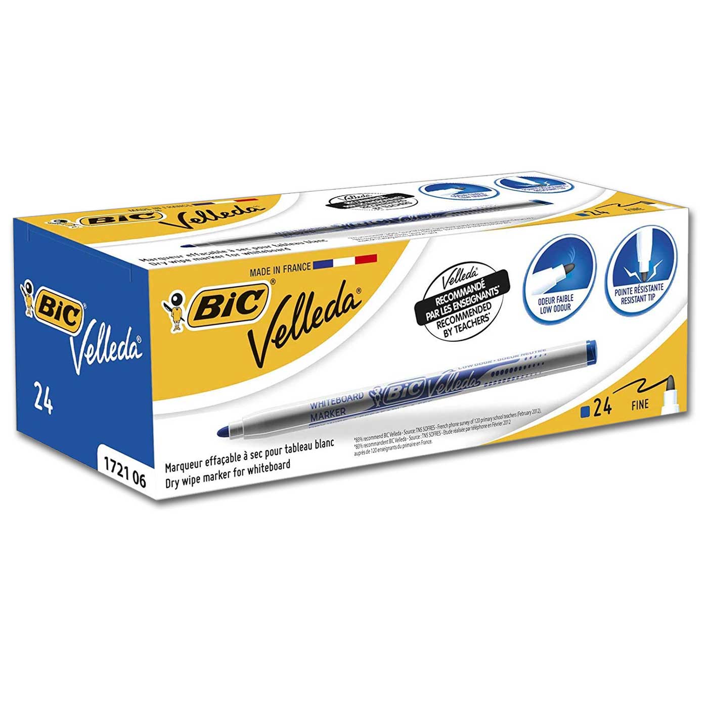 BIC Velleda Whiteboard Marker Pen Bullet Tip Fine Blue Box 24