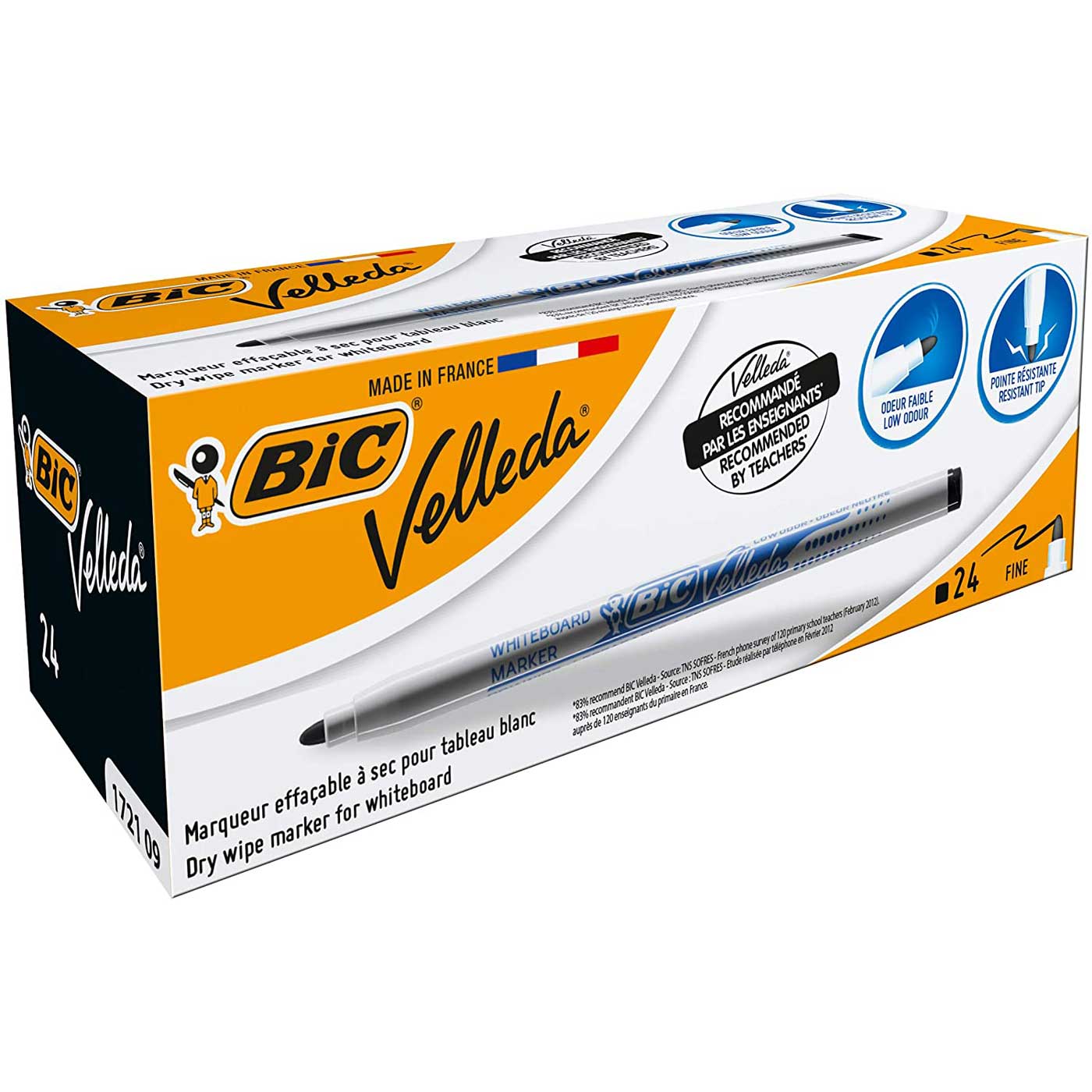 BIC Velleda Whiteboard Marker Pen Bullet Tip Fine Black Box 24