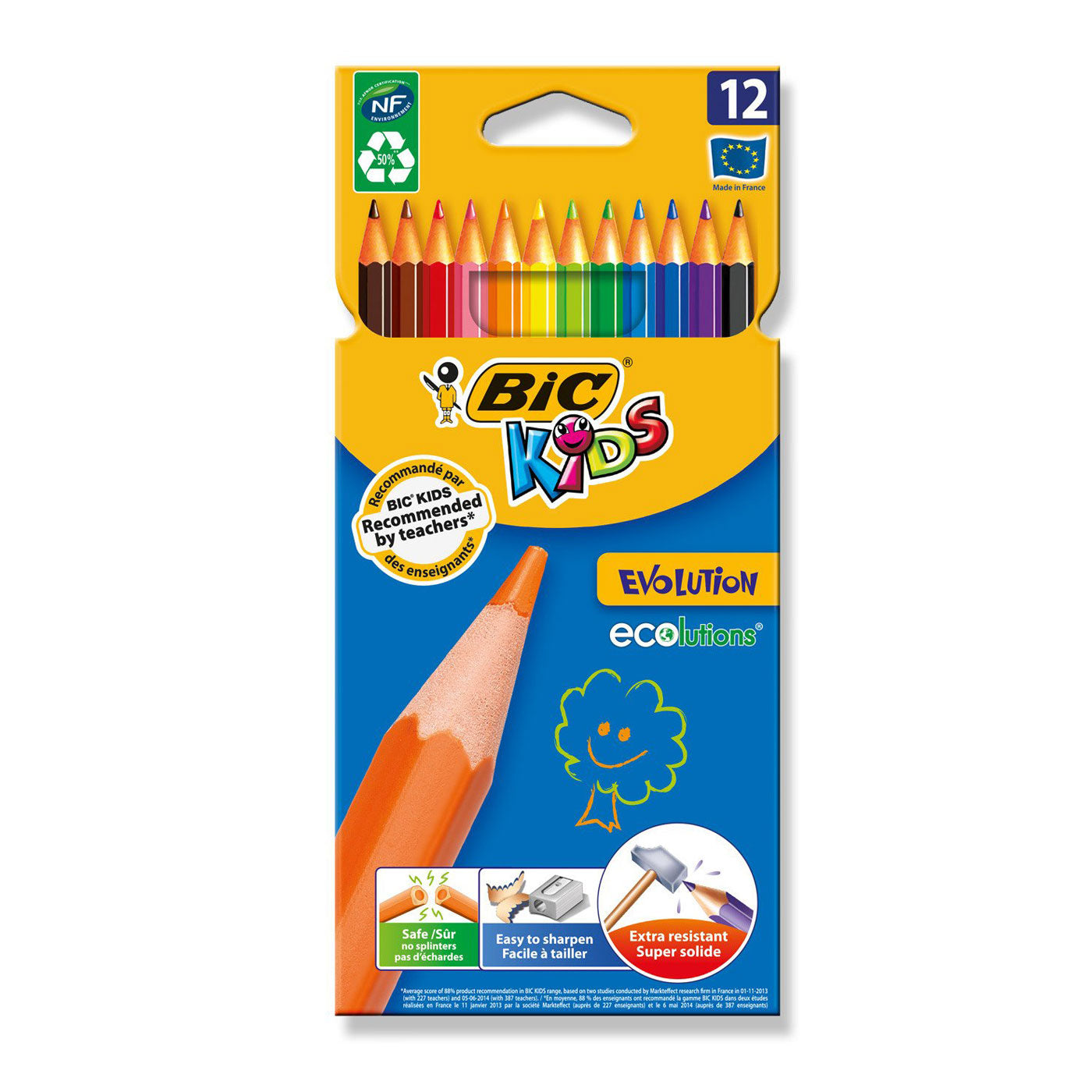 BiC Kids Evolution Colouring Pencils Full Length 12 Pack