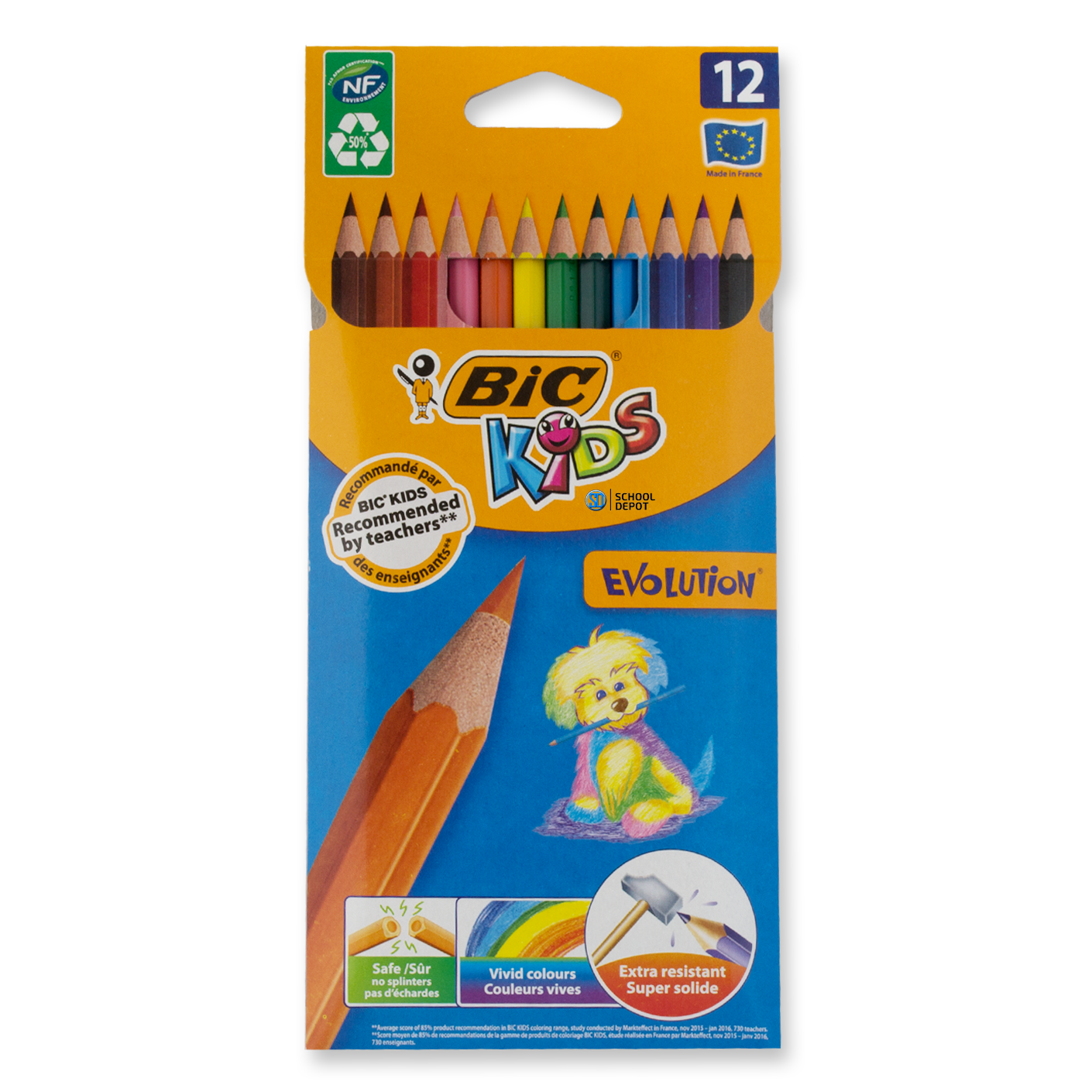 BiC Kids Evolution Colouring Pencils Full Length 12 Pack