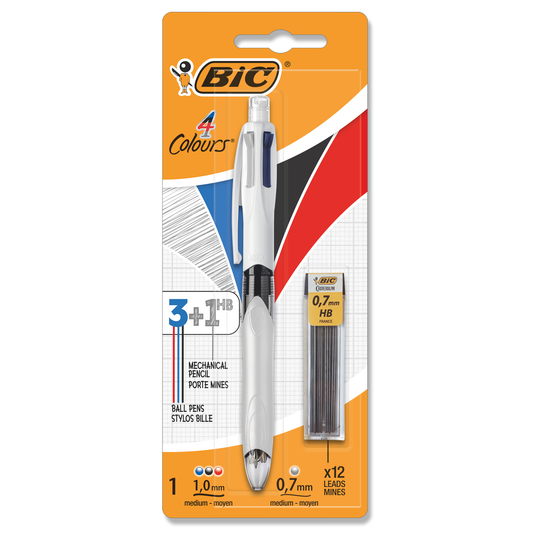 Bic 4 Colour 3+1 Ballpoint Pen and Pencil Pack