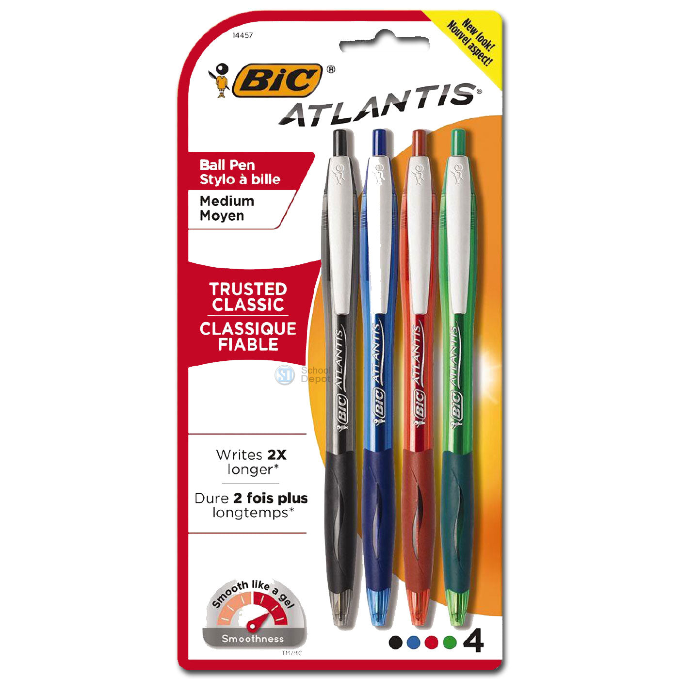 BIC Atlantis Ballpoint Pen Retractable Medium Pack of 4 Assorted Colours