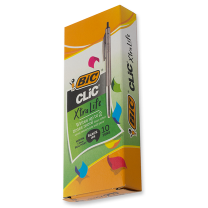 Bic Clic Black Ballpoint Pen Medium Tip Box of 10