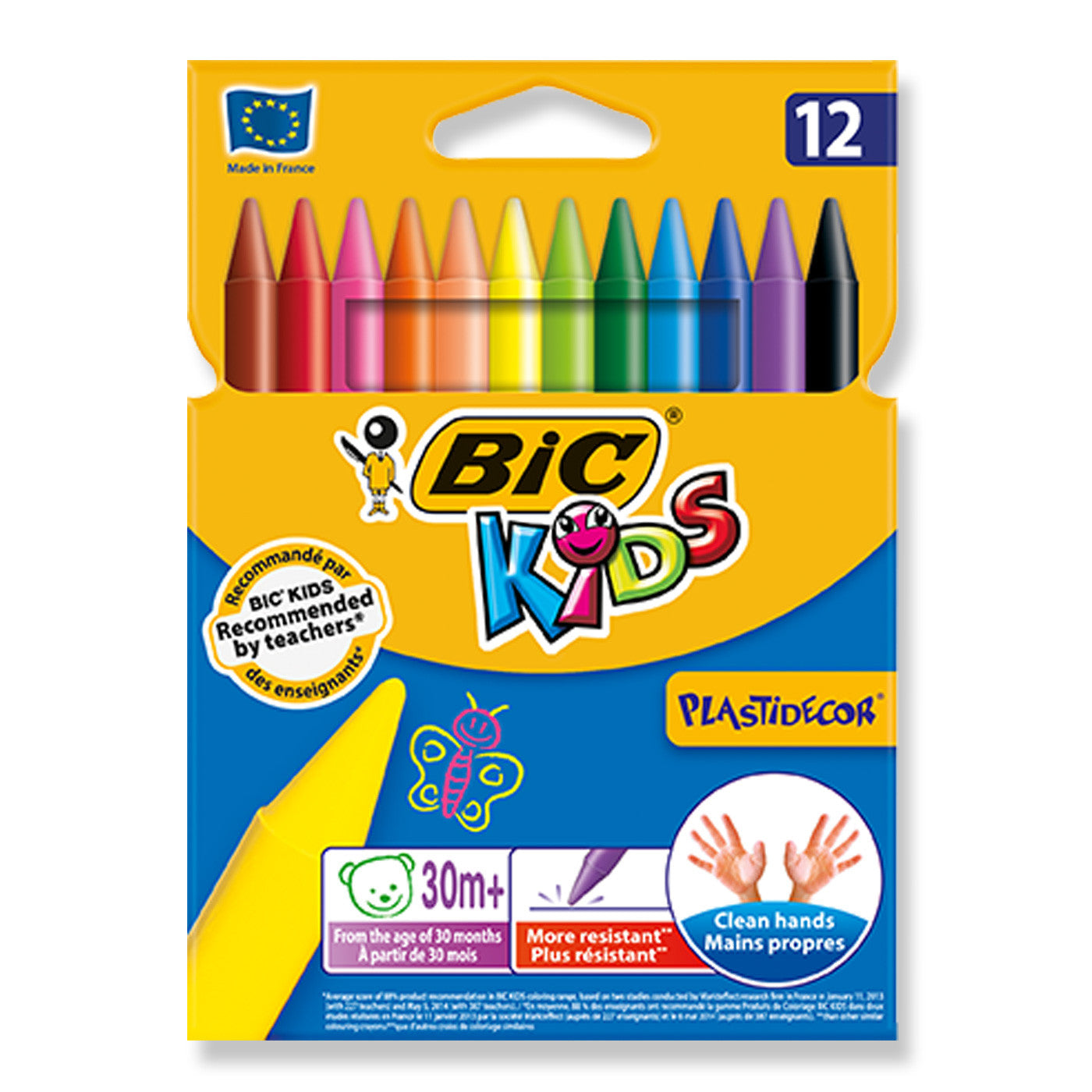 BiC Kids Plastidecor Erasable Plastic Crayons 12 Shades - School Depot NZ