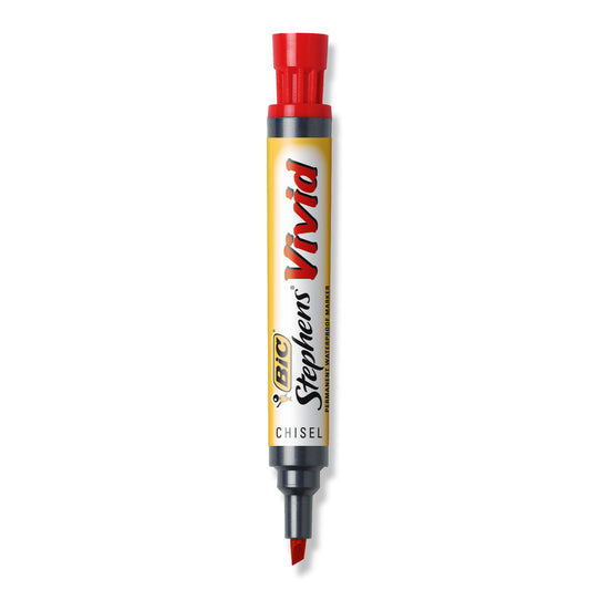 BIC Stephens Vivid Permanent Marker Red Chisel Tip - School Depot NZ