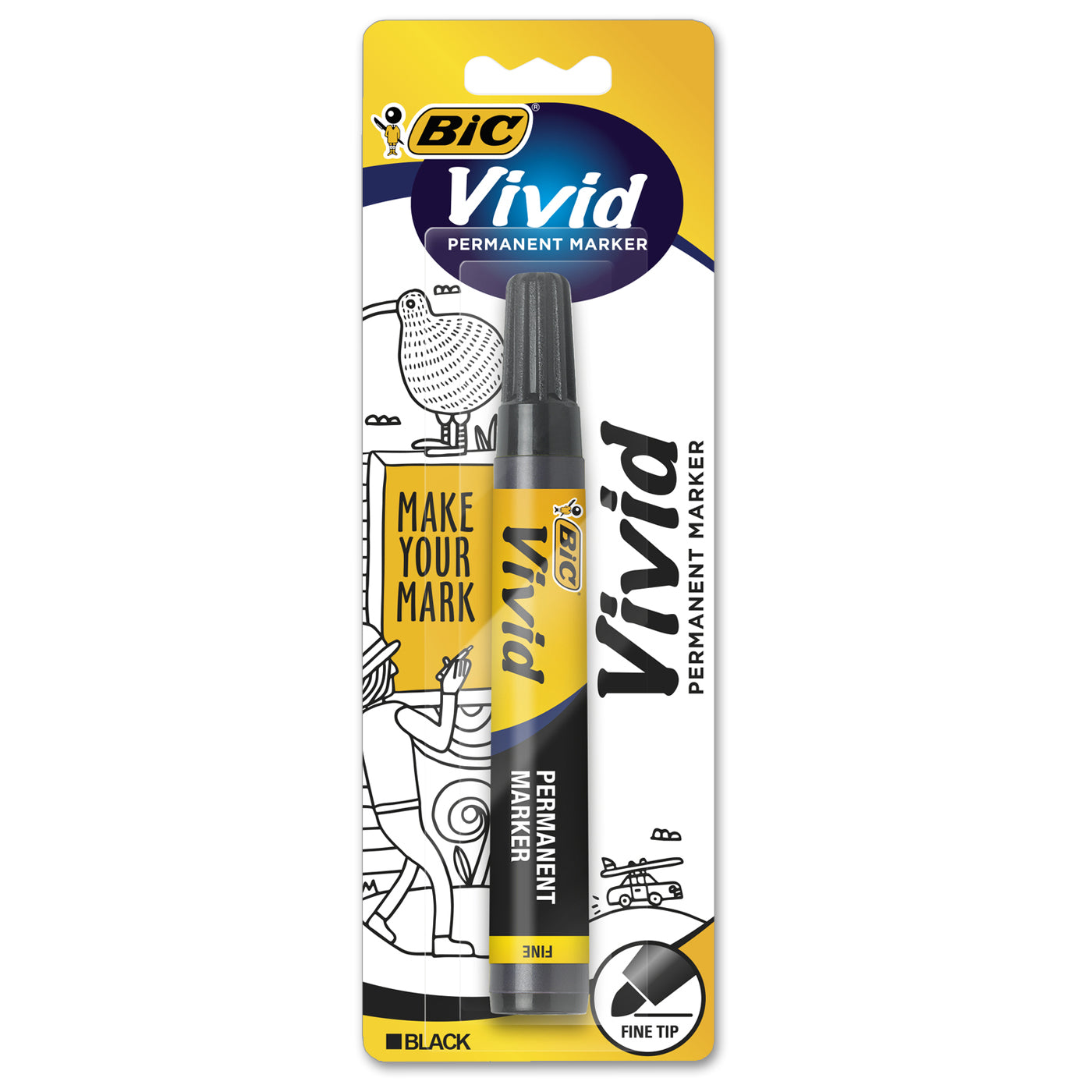 BIC Vivid Permanent Marker Hangsell Fine Tip Black