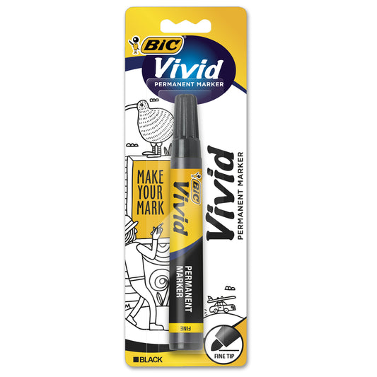BIC Vivid Permanent Marker Hangsell Fine Tip Black