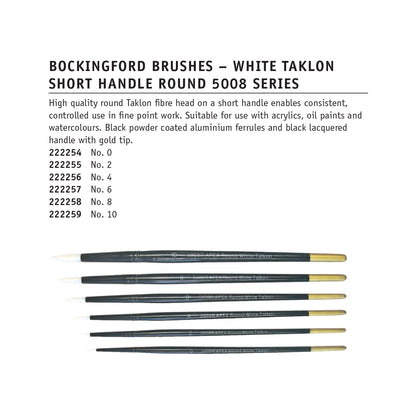 Bockingford Brush 5008r Round White Apex Taklon Series