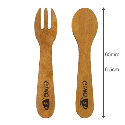 CINQ-5 Magnetic Wooden Paper Clips Fork & Spoon Twin Pack