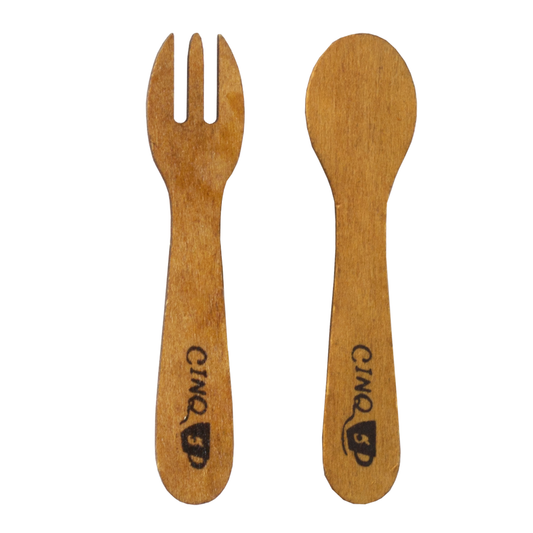 CINQ-5 Magnetic Wooden Paper Clips Fork & Spoon Twin Pack