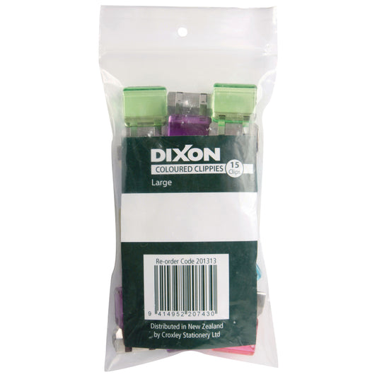 Dixon Paper Clips Clippie Large Coloured Pack 15