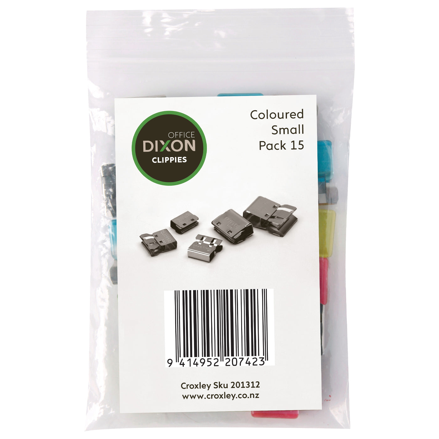 Dixon Paper Clips Clippie Small Coloured Pack 15 - School Depot