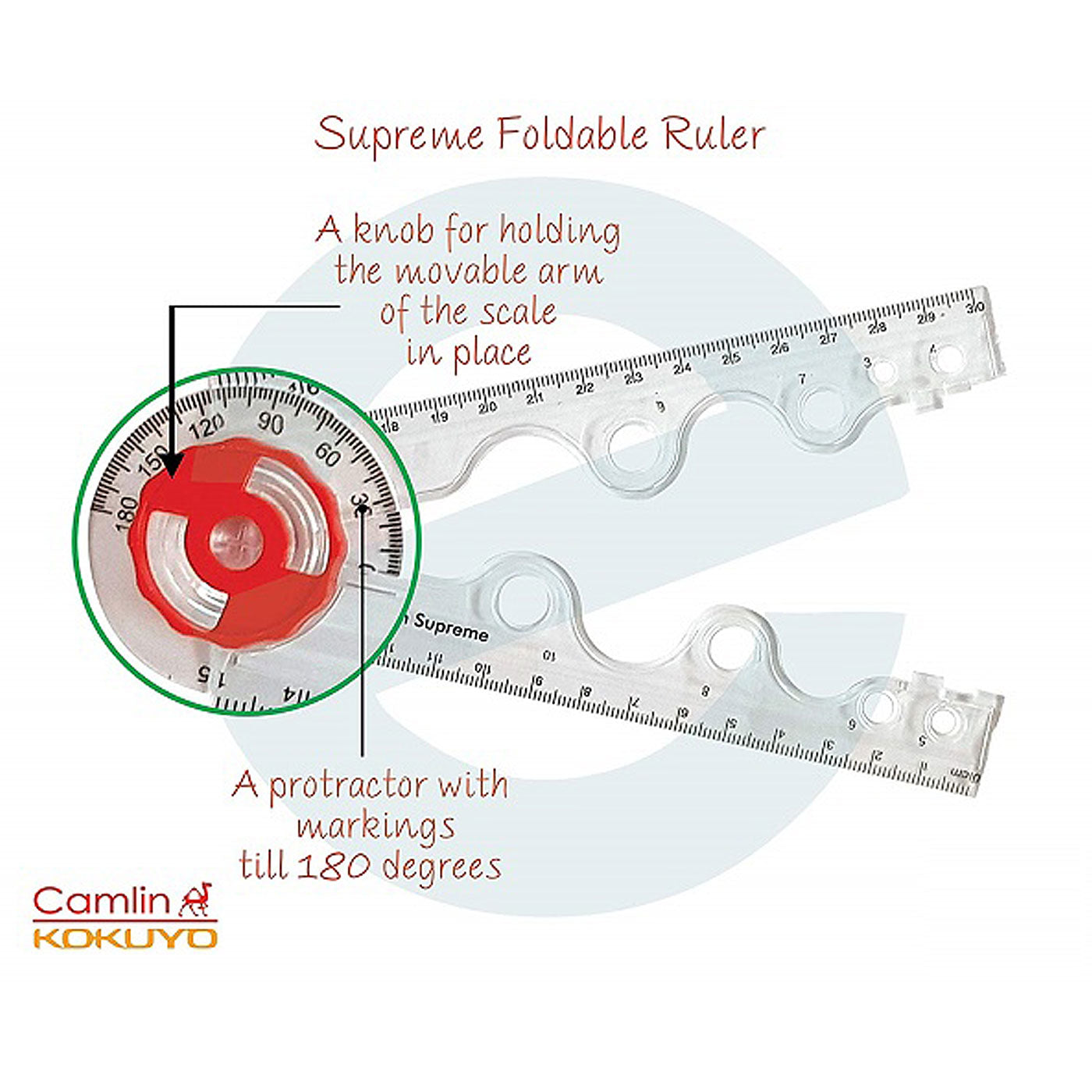Camlin Supreme Foldable Ruler with Protractor 30 cm – School Depot NZ