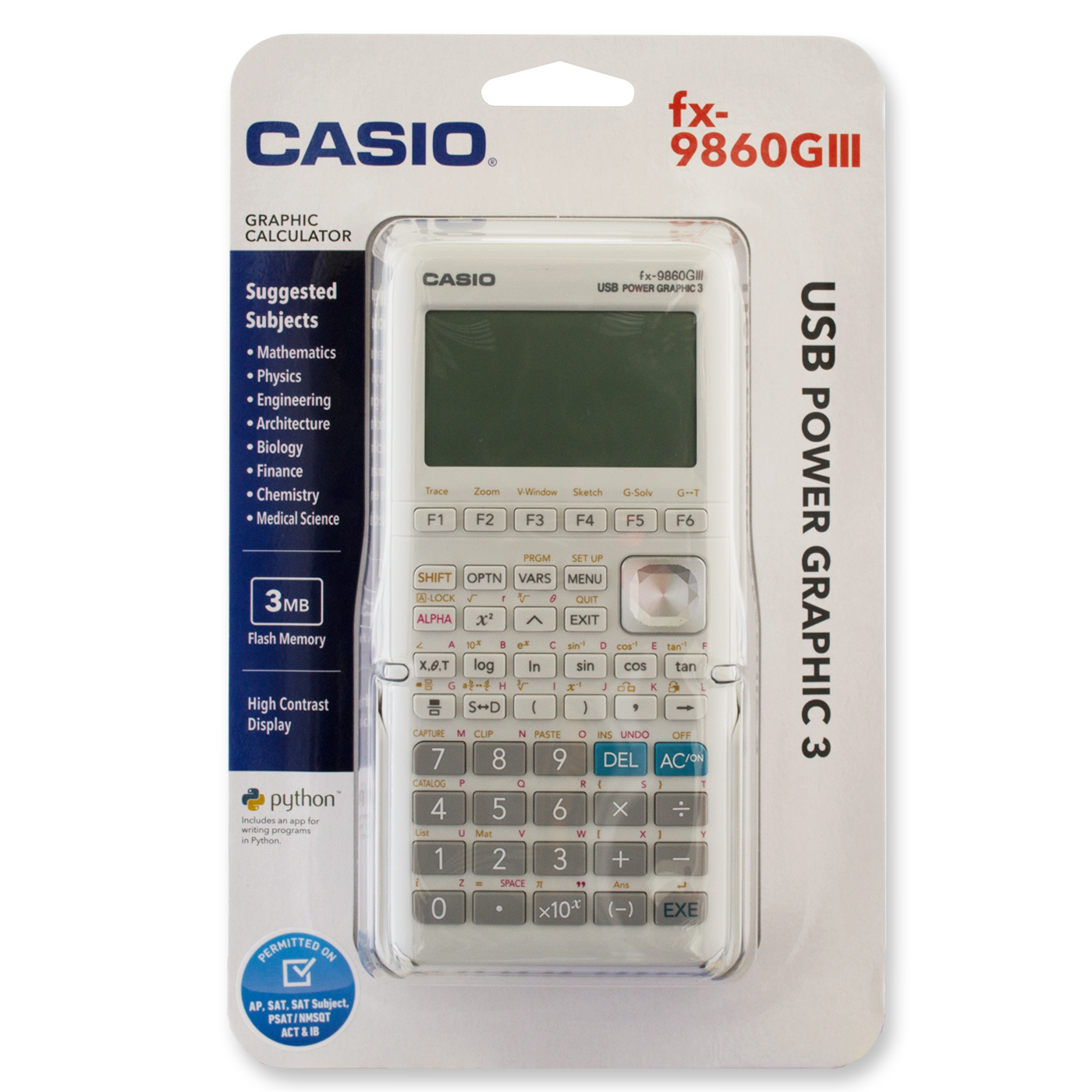 Casio FX9860GIII Graphic Calculator White Hangsell Packaging