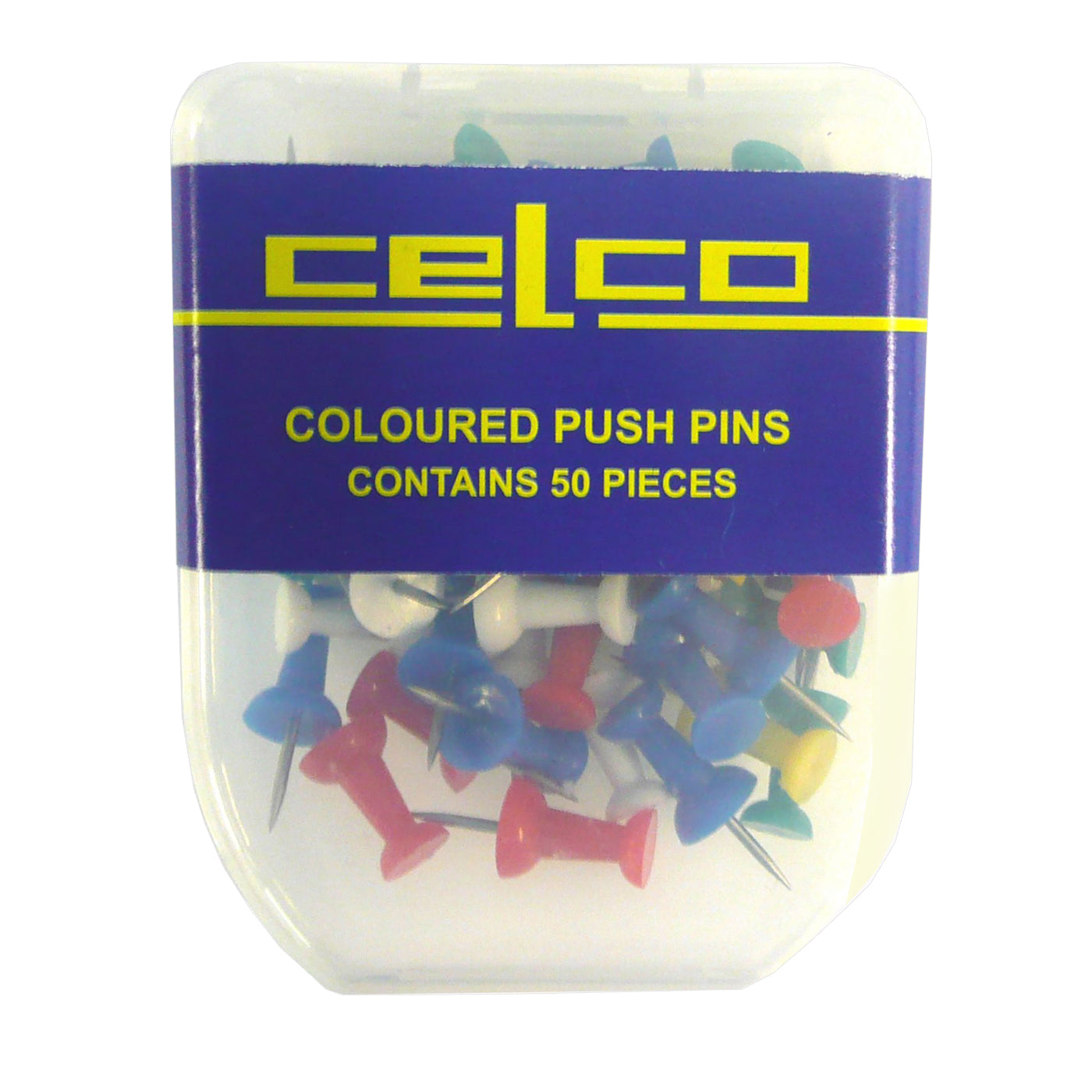 Celco Push Pins Assorted Colours, Pack of 50 - School Depot