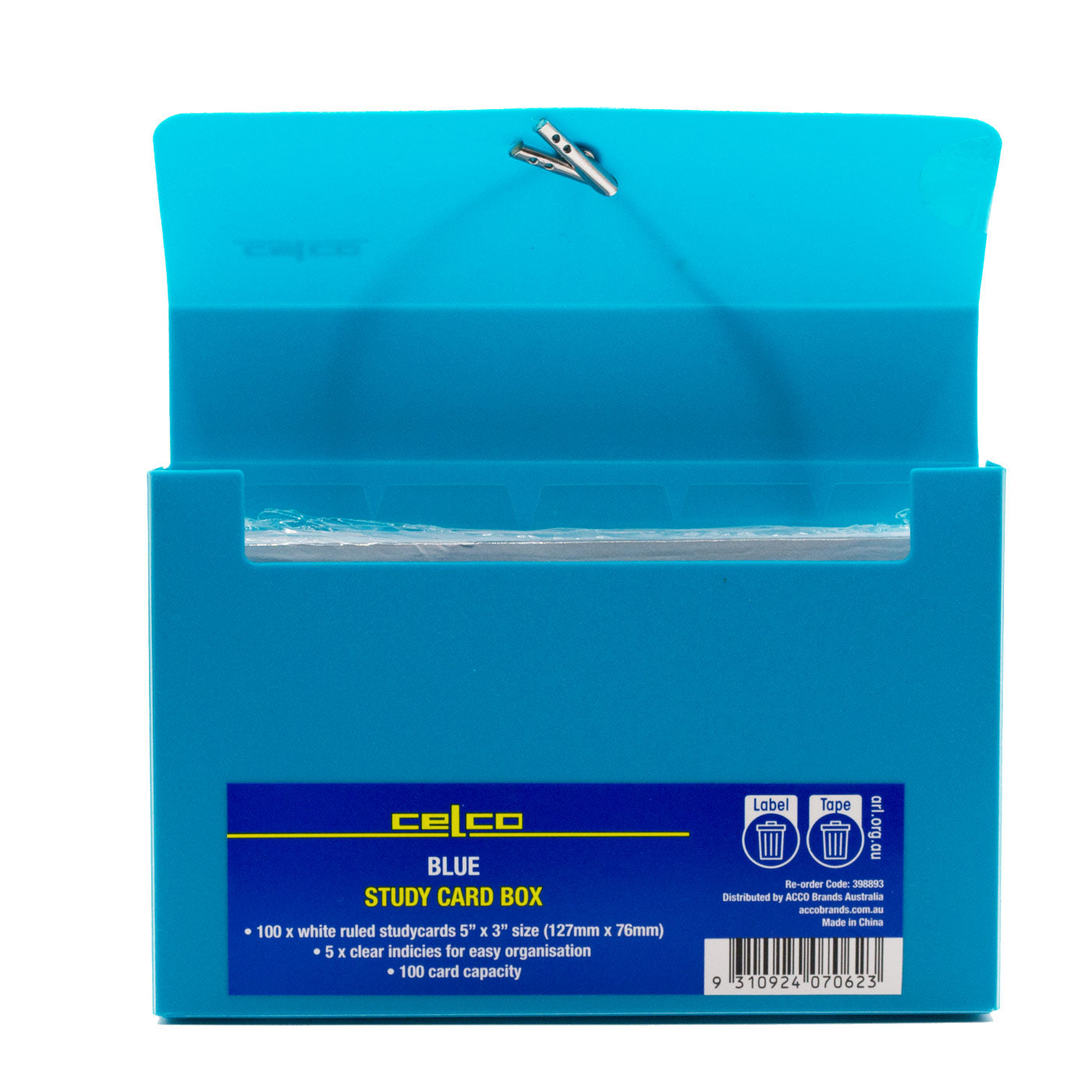 Celco System Card File Box 127 x 76mm Blue