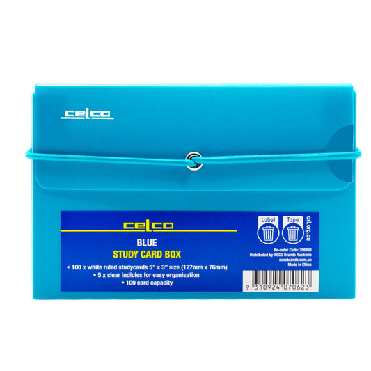 Celco System Card File Box 127 x 76mm Blue