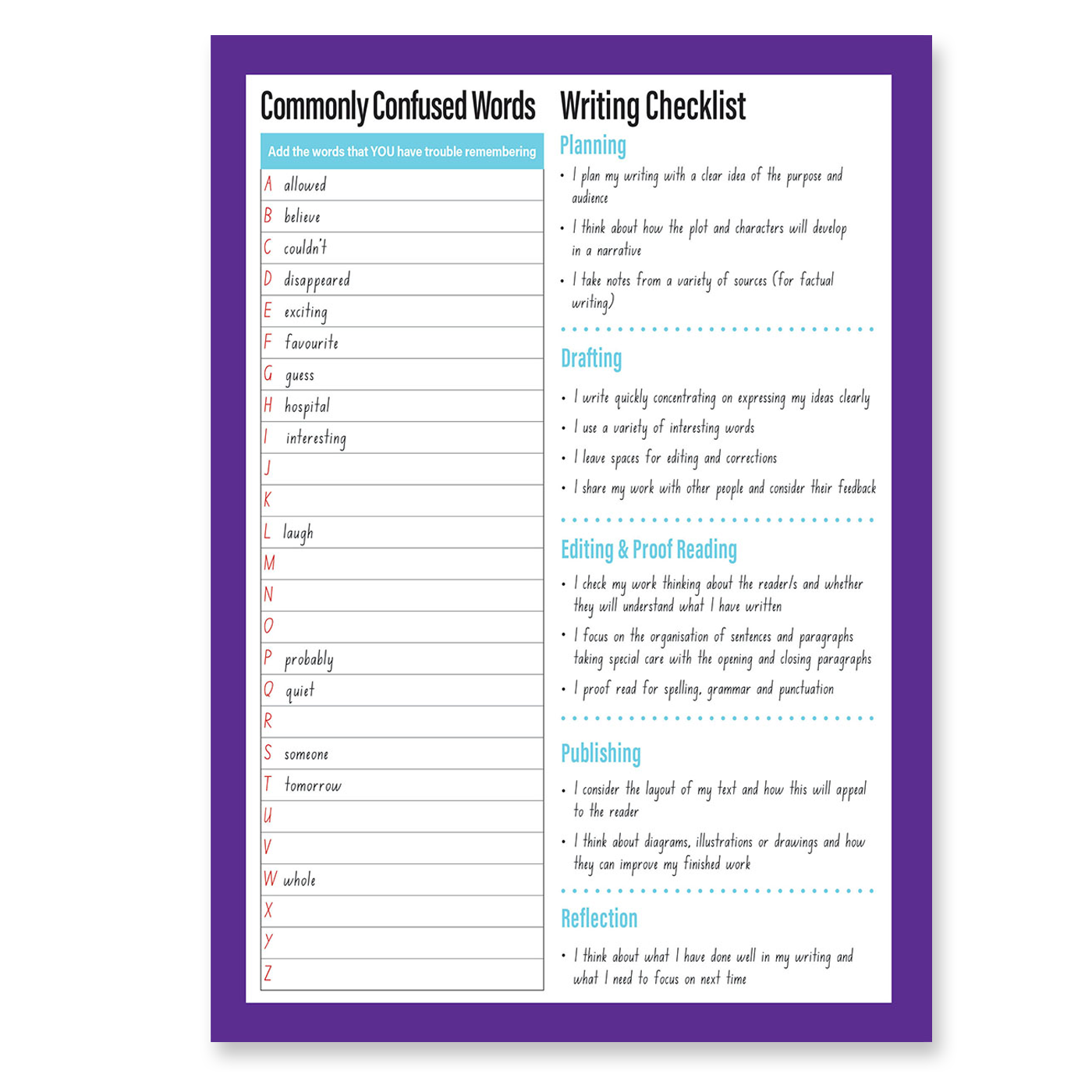 Clever Kiwi My Writing Book 9mm - Writing Checklist