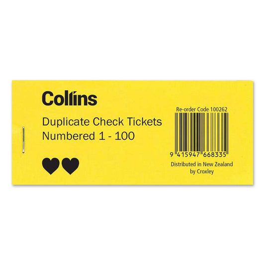 Collins Check Raffle Tickets Duplicate 100 Tickets
