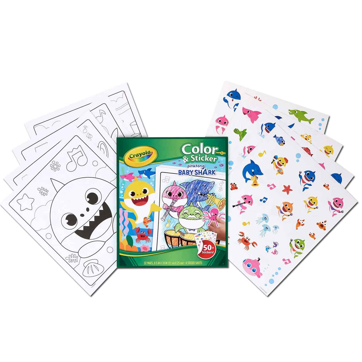Crayola Colour & Sticker Book 32 Pages Baby Shark