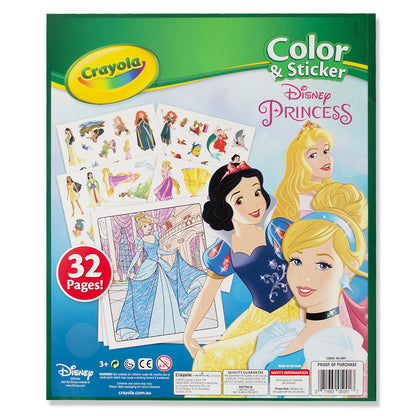 Crayola Colour & Sticker Book 32 Pages Disney Princess