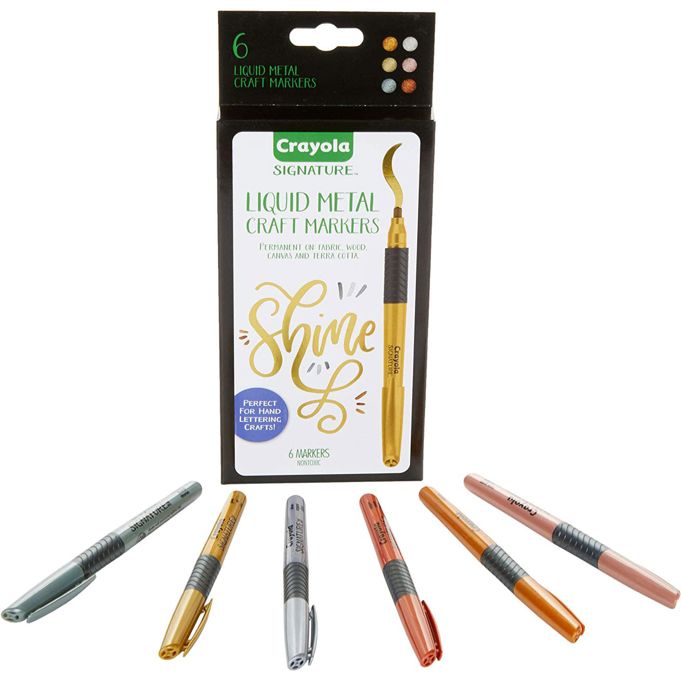 Crayola Signature Metallic Permanent Markers 6 Assorted Colours