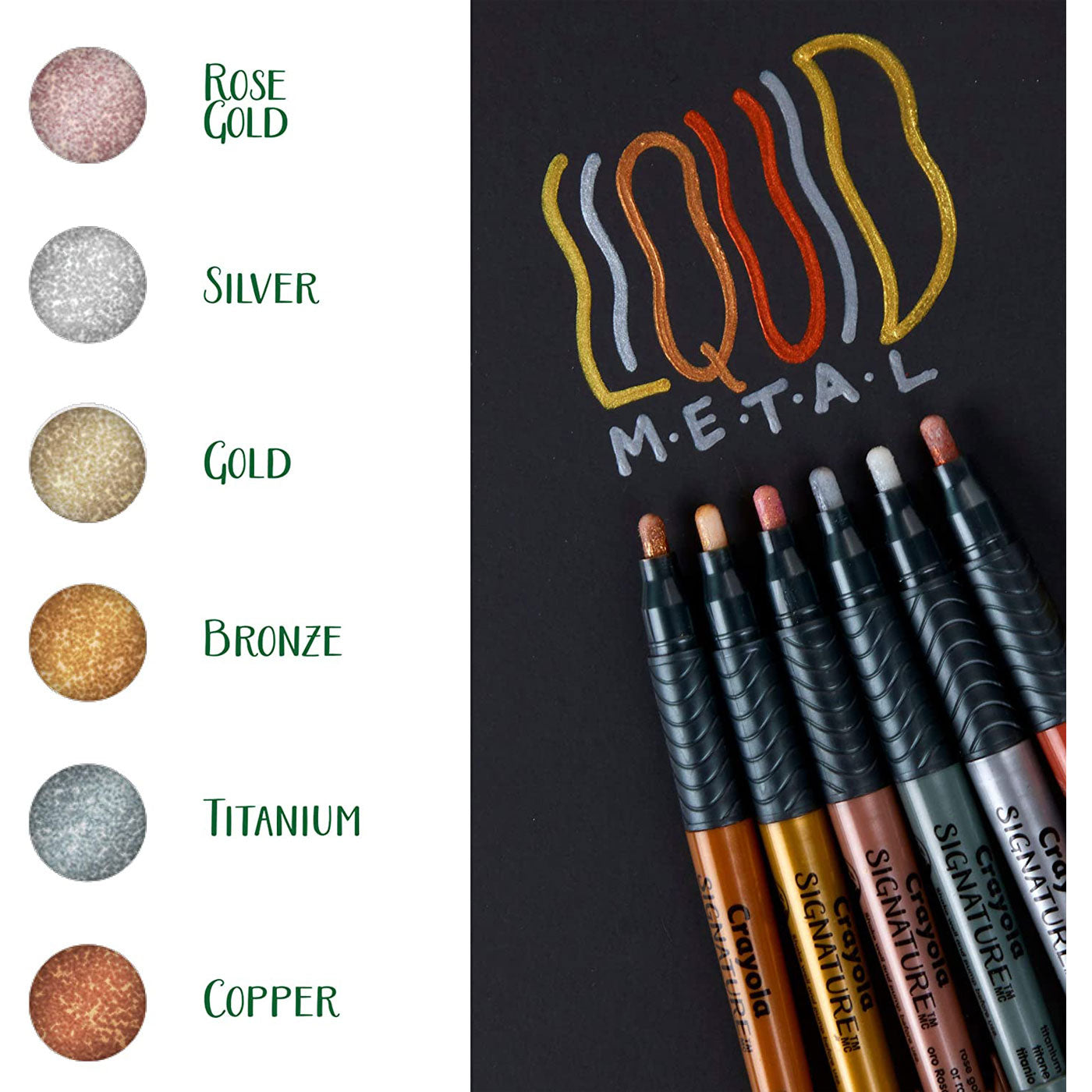 Crayola Signature Metallic Permanent Markers 6 Assorted Colours