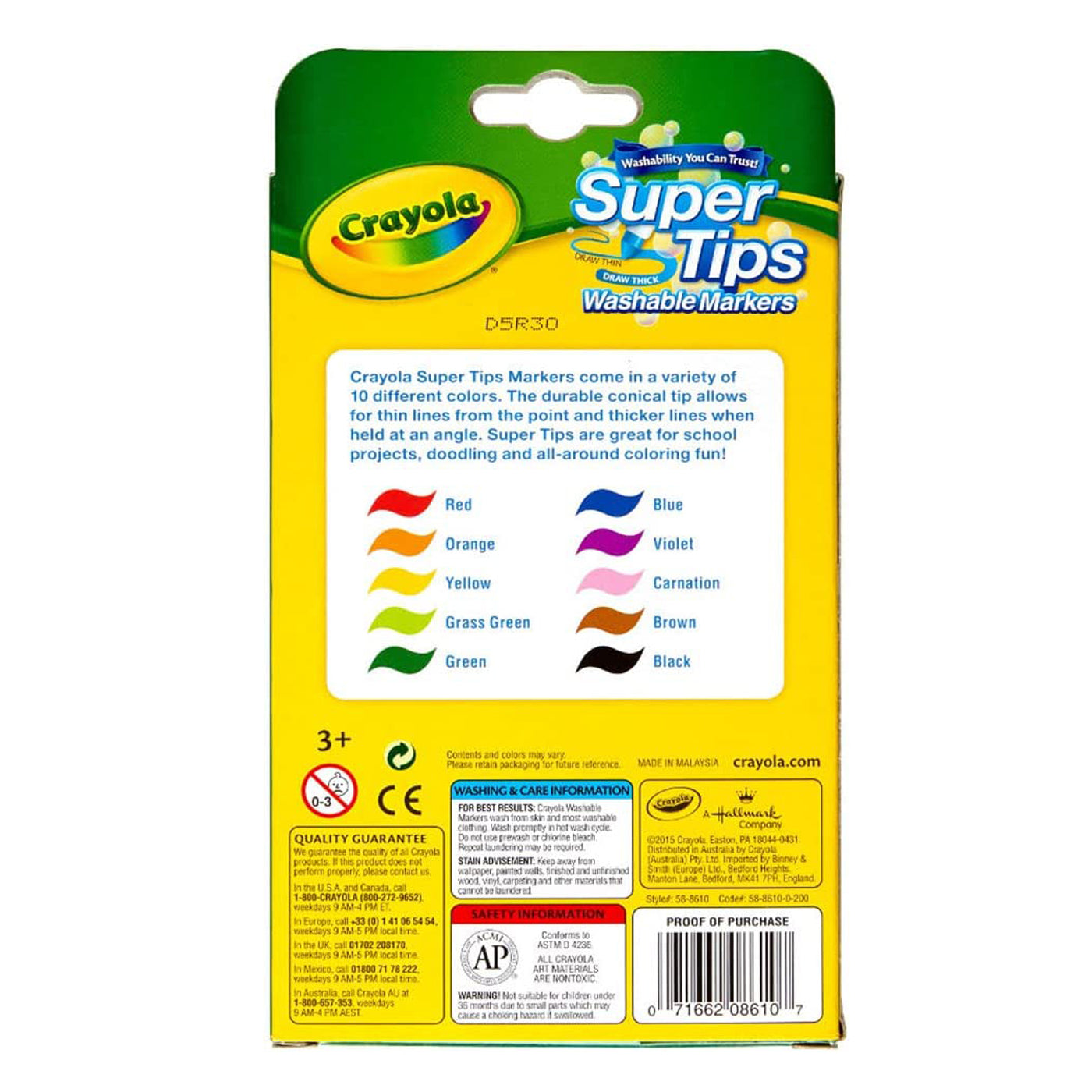 Crayola Super Tips Felt Marker Pens Washable Pack of 10