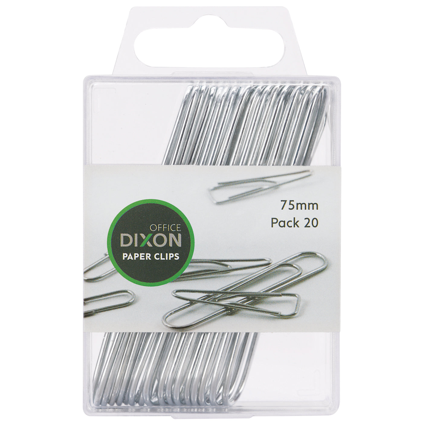 Dixon Round Paper Clips 75mm Chrome, Pack of 20 - School Depot