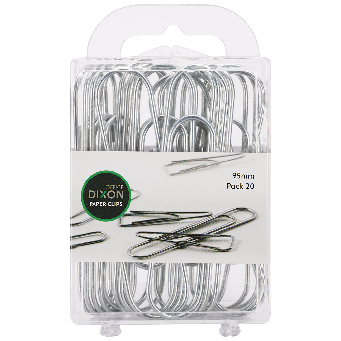 Dixon Round Paper Clips 95mm Chrome, Pack of 20 - School Depot