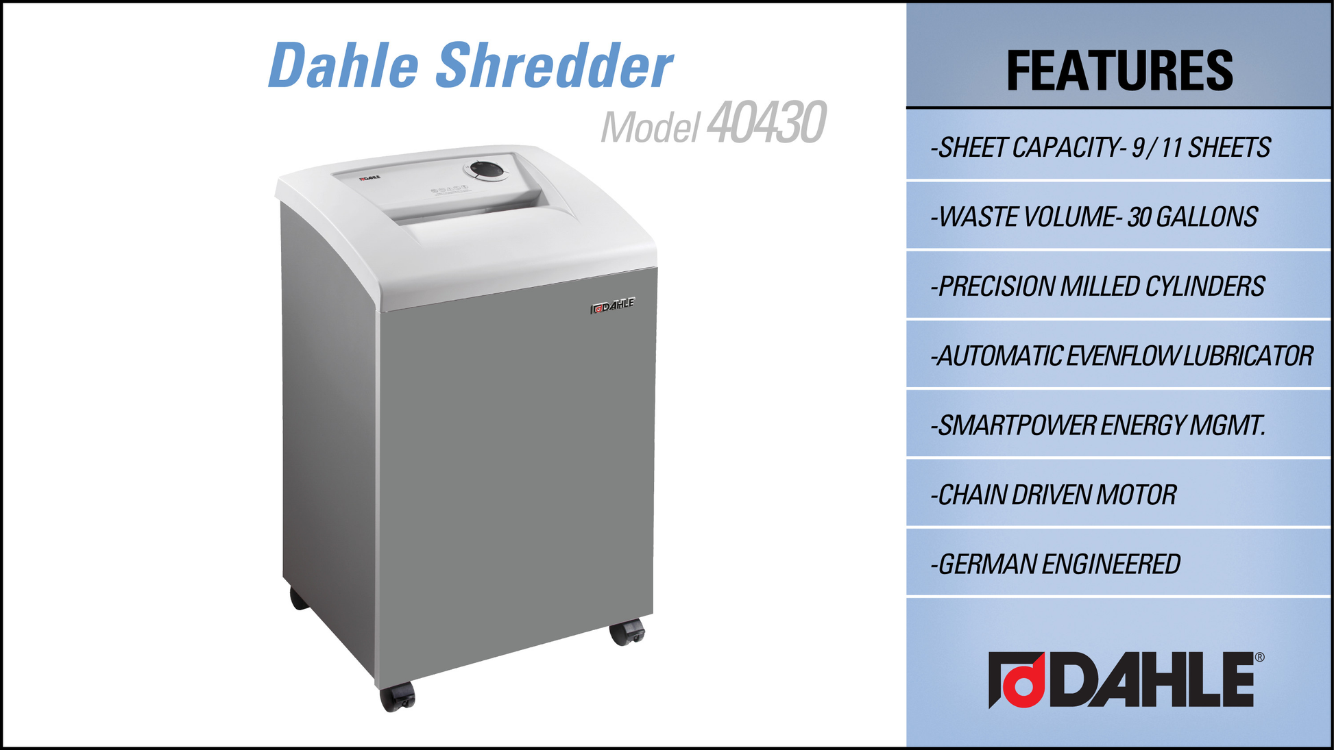Dahle Office Paper Shredder 40430 Security Level P6 Information