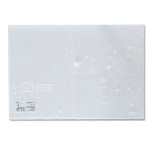 Deli Document Wallet Clear Snap Button Closure 33 x 23.5cm