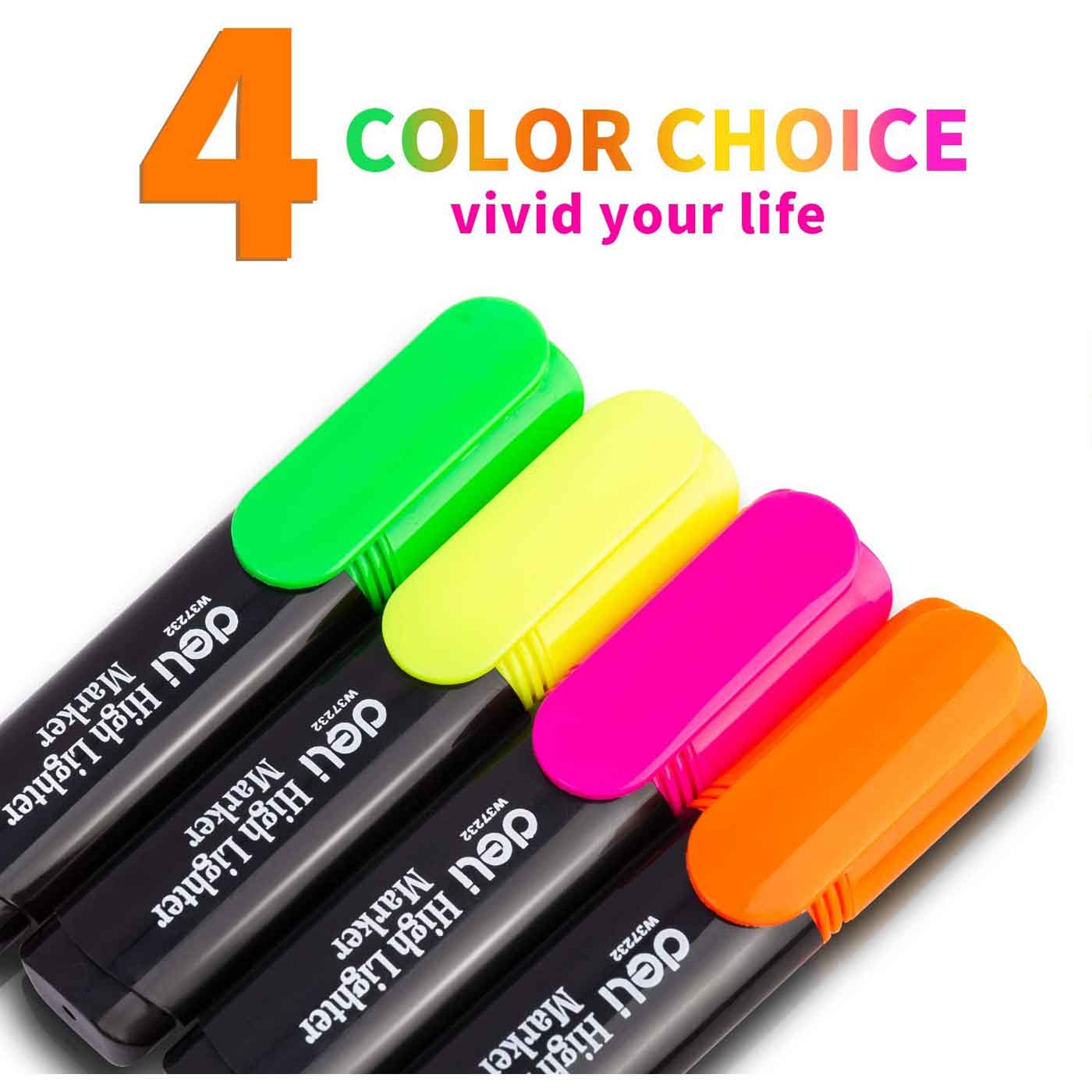 Deli Highlighter Chisel Tip Pack of 4 Assorted Colours