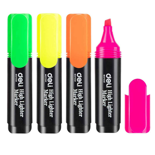 Deli Highlighter Chisel Tip Pack of 4 Assorted Colours