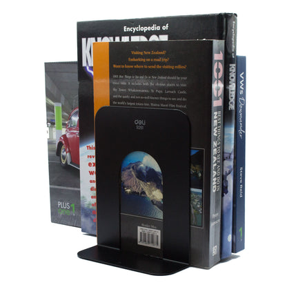 Deli Metal Bookends Stand Black 125 x 160mm Set of 2