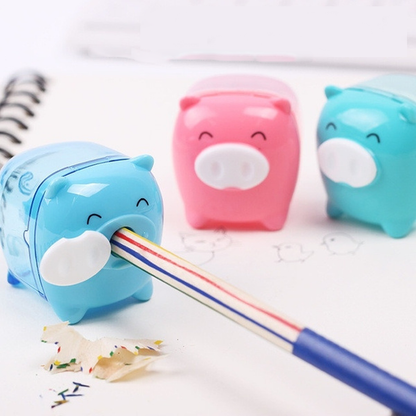 Deli Pencil Sharpener Single Hole with Container Piggy Assorted