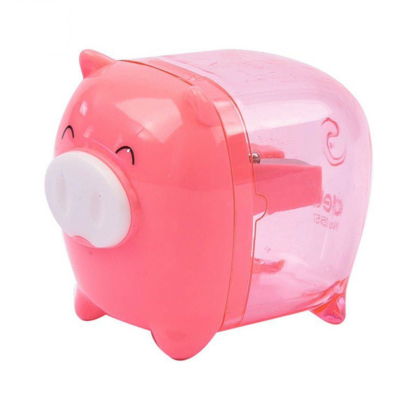 Deli Pencil Sharpener Single Hole with Container Piggy Pink