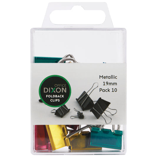 Dixon Foldback Clips 19 mm Pack 10 Assorted Colours - School Depot