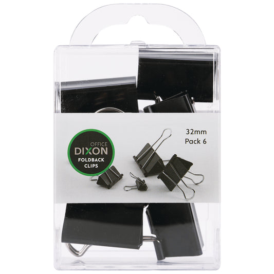 Dixon Foldback Clips 32 mm Pack 6 - School Depot