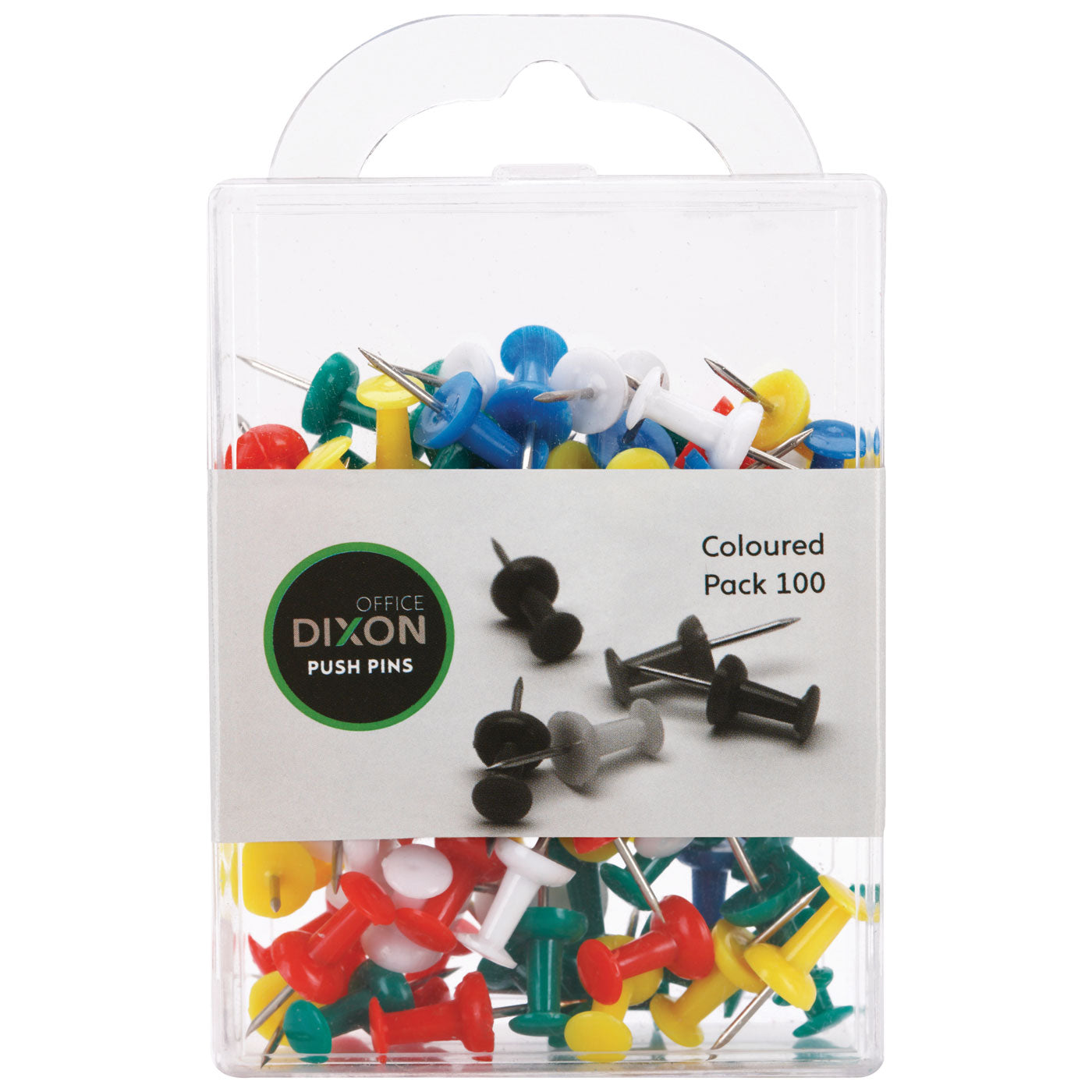 Dixon Push Pins Assorted Colours 100 Pack
