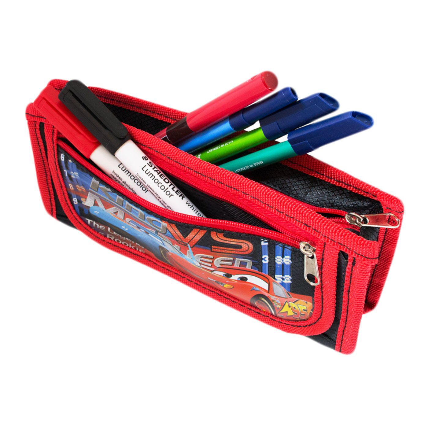 Double Zip Pencil Case Organiser Cars Lightning McQueen