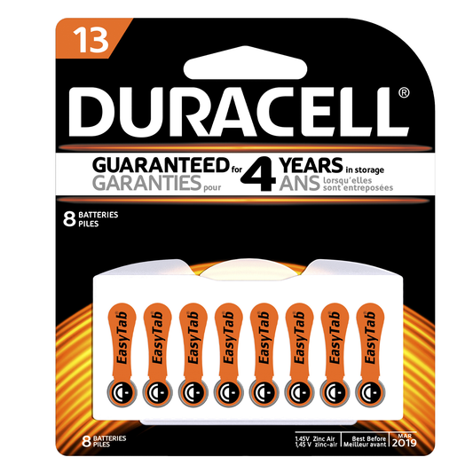Duracell Hearing Aid 13 Battery Pack of 8 Orange Tab