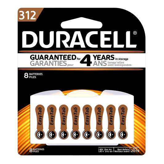 Duracell Hearing Aid 312 Battery Pack of 8