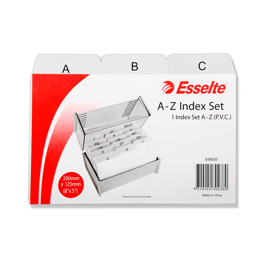 Esselte Indices for System Cards A-Z PVC 203 x 127mm (8"x5") Grey