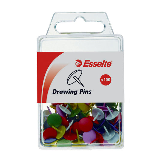 Esselte Drawing Pins Coloured Pack 100
