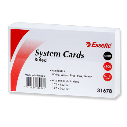 Esselte System Cards 127 x 76 mm White Pack 100