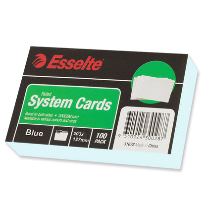 Esselte System Cards 203 x 127 mm Blue Pack 100